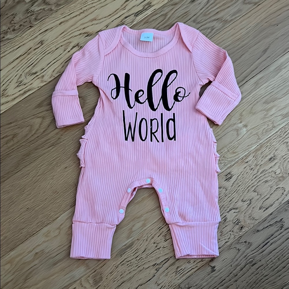 NWOT - 0/3M - Pink 'Hello World' Kids One Piece